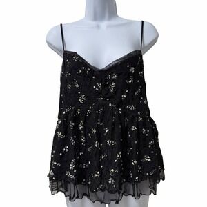 Torrid Floral Whimsigoth Lace Babydoll‎ Tank Top Size 2X Black Coquette Grunge